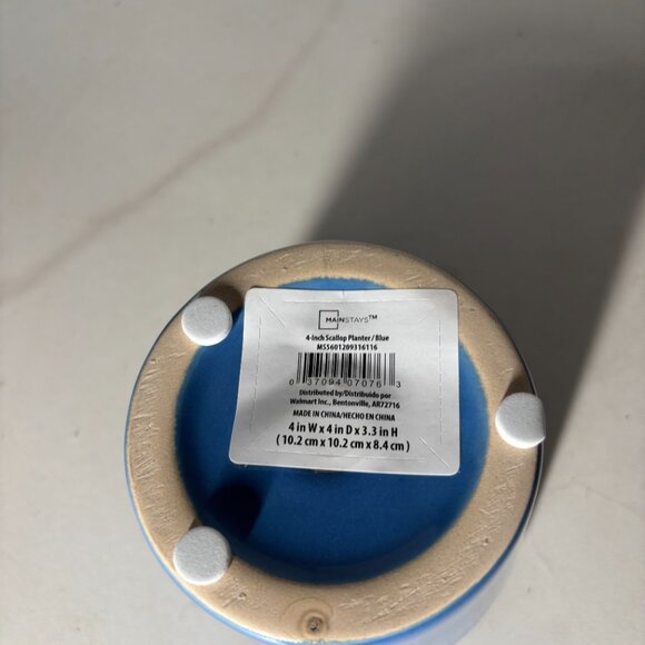 Mainstays Scallop Ceramic Planter Blue Pot – 4 Inch - Picture 4 of 4